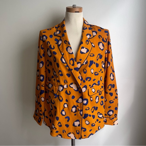 3.1 Phillip Lim for Target Jackets & Blazers - 3.1 Phillip Lim x Target Animal Print Blazer Smoking Jacket Medium Orange Blue
